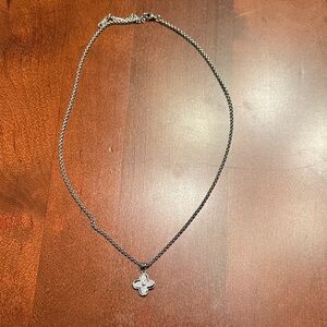 Silver Necklace with Clover Pave Pendant